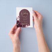 Wijn Bourgondië Rozen Goud Tekst Trouw UITNODIGING Flyer (Hand)