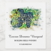 *~* Wijn Cellar Grape Cluster Vineyard AR21 Wijn Etiket (Enkel label)