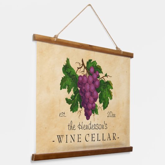 Wijn Cellar Graps Vineyard | Aangepaste naam Hangend Wandkleed (Gebogen)