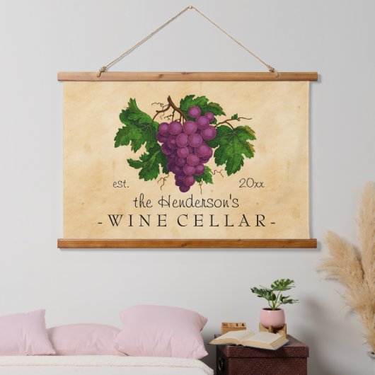 Wijn Cellar Graps Vineyard | Aangepaste naam Hangend Wandkleed (Slaapkamer)