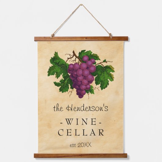 Wijn Cellar  Graps Vineyard | Gepersonaliseerd Hangend Wandkleed (Voorkant)