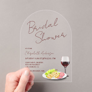 Wijn & Charcuterie Bruidsdouche Acryl Uitnodigingen