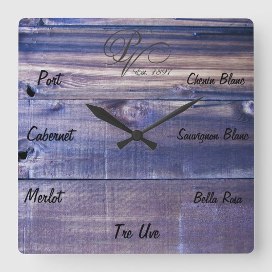 Wijn CLock Vierkante Klok (Voorkant)