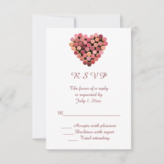 Wijn Corks Heart Wedding RSVP (Voorkant)