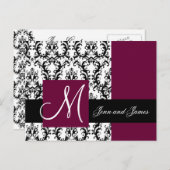 Wijn Damask Save the Date Wedding Aankondiging (Voorkant / Achterkant)