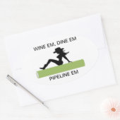 Wijn, Dine & Pijpleiding Ovale Sticker (Envelop)