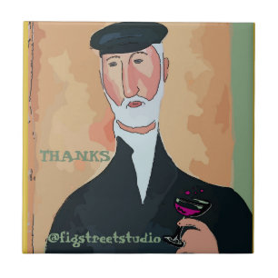 Wijn Drink Man keramische tegel Tegeltje