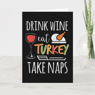 Wijn drinken Eet kalkoen Familie Volwassenen Thank Kaart