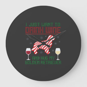 Wijn drinken knuffel Golden Retriever Kerstmis Grote Klok