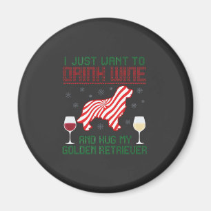 Wijn drinken knuffel Golden Retriever Kerstmis Magneet