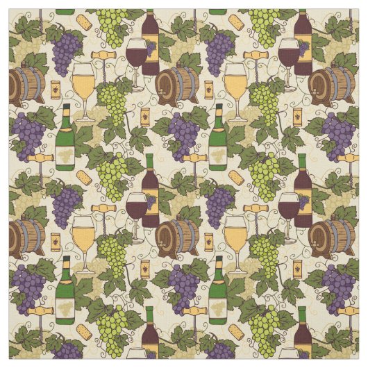 Wijn Drinker Vineyard Grapes Vine Leaves Pattern Stof (Swatch)