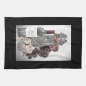 Wijn, druiven en Rozen in Bourgogne en zwart Theedoek (Horizontaal)