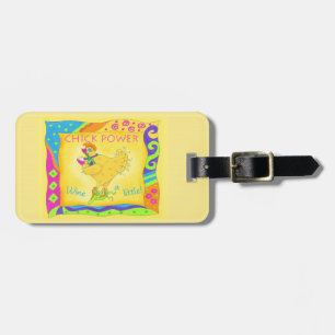 Wijn een beetje chick Power Whimsy Yellow Bagagelabel