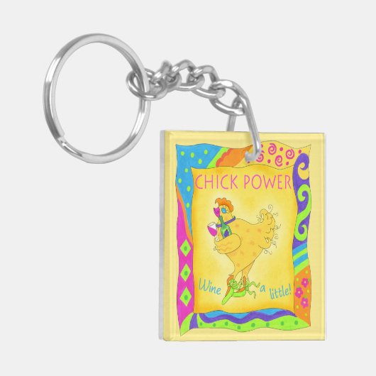 Wijn een kleine Chick Power Yellow Sleutelhanger (Voorkant Links)