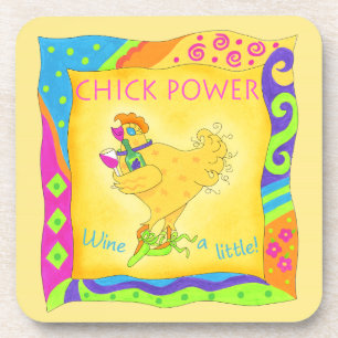 Wijn een kleine chick Power Yellow Whimsy Drankjes Onderzetter