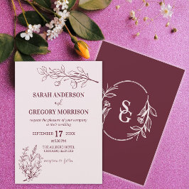 Wijn Eenvoudige Boho Bloemen Bicolor Bruiloft Kaart