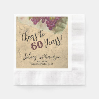 Wijn Elegante 60ste Verjaardag | Proost op 60 Jaar Servet