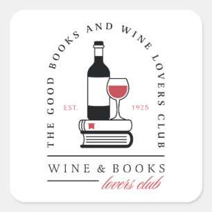 Wijn- en boekenclub romantiek leesgroep vierkante sticker