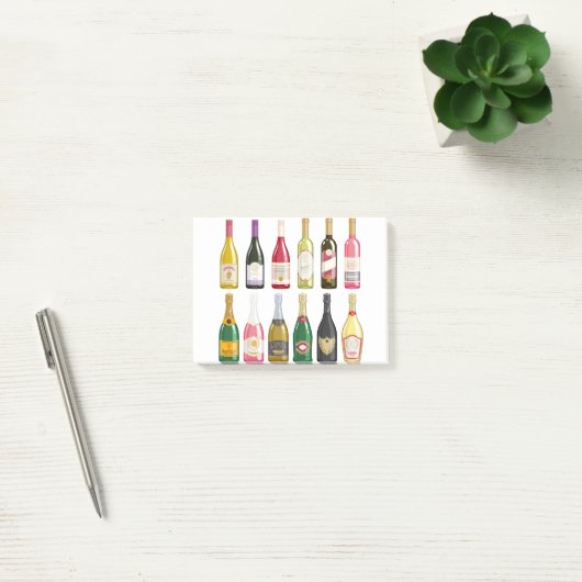 Wijn en champagneflessen post-it® notes (Kantoor)
