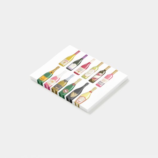 Wijn en champagneflessen post-it® notes (Schuin)