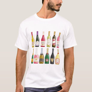 Wijn en champagneflessen t-shirt