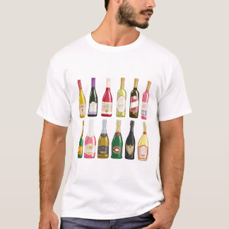 Wijn en champagneflessen t-shirt