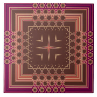 Wijn en chocolade gekleurde Fancy geometrische Teg Tegeltje