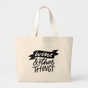Wijn en Dingen Hand Lettered Grote Tote Bag