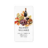 Wijn en druiven Adres Etiket (Voorkant)