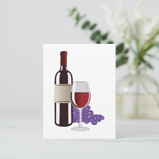 Wijn en druiven briefkaart (Staand voorkant)