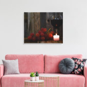 wijn en druiven in kaars gloed canvas afdruk (Insitu (Woonkamer))