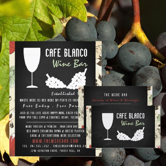 Wijn en druiven, karton, wijnstang/wijnmoer flyer