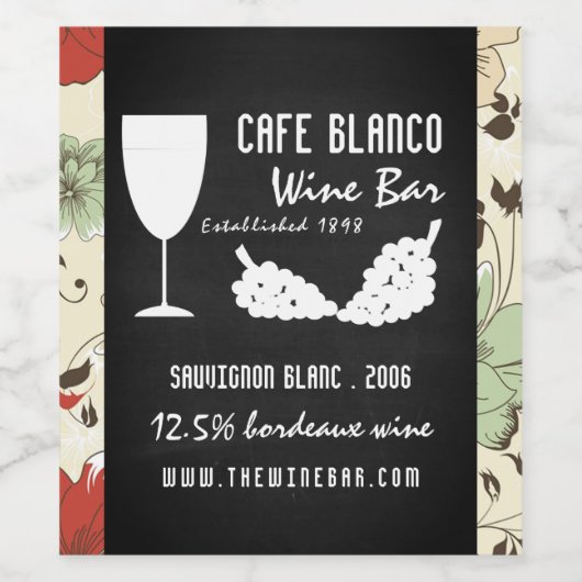 Wijn en druiven, karton, wijnstang/wijnmoer wijn etiket (Enkel label)