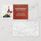 Wijn en druiven | Marmer met getitreerd leder Visitekaartje (Voorkant / Achterkant)