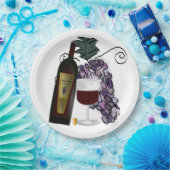 Wijn en druiven papieren bordje (Feest)