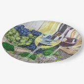 Wijn en druiven papieren bordje (Gekanteld)