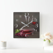 Wijn en druiven Stilleven Square Wall klok (Huis)