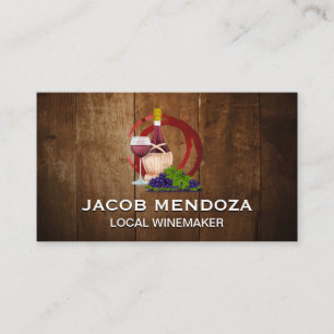 Wijn en druiven   Wijnstokhout Visitekaartje