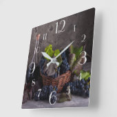 Wijn- en druivenstilstand vierkante klok (Hoek)