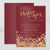 Wijn en Gouden Sparkle Wedding Kaart (Voorkant / Achterkant)