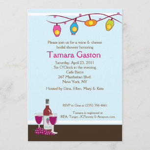 Wijn en kaas, 5x7 Vrijgezellenfeest Uitnodigen Kaart