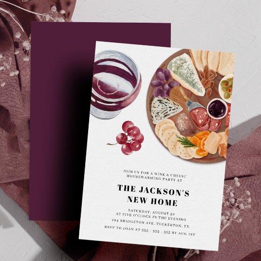 Wijn en kaas Eenvoudig Modern Housewarming Party Kaart