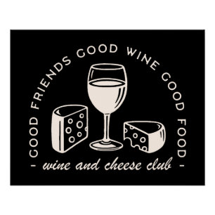 Wijn en kaas feestavond perfect poster