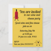 Wijn en kaas feestuitnodiging kaart (Achterkant)