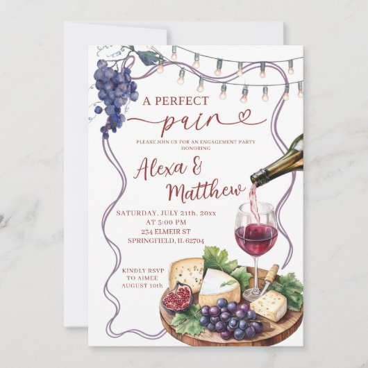 Wijn en kaas Perfect Pair Verloving Douche Kaart (Voorkant)