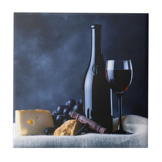 Wijn en kaas Tile Trivet Tegeltje (Voorkant)