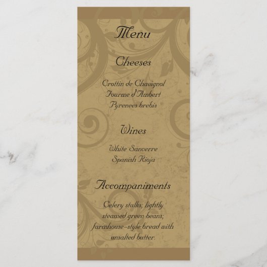 Wijn en Kaasfeest Menu Rack Kaarten (Voorkant)