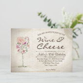 Wijn- en kaasooruitnodiging kaart (Staand voorkant)
