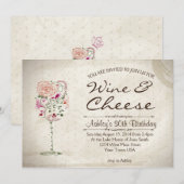 Wijn- en kaasooruitnodiging kaart (Voorkant / Achterkant)
