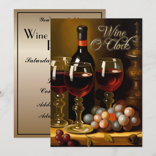 Wijn- en kaaspartij kaart (Voorkant / Achterkant)